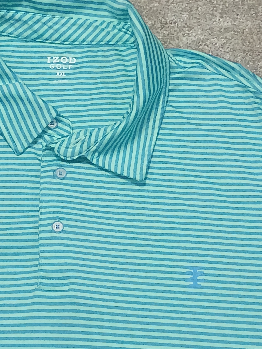 Izod Men's Aqua and White Striped Golf Polo (Size XXL)